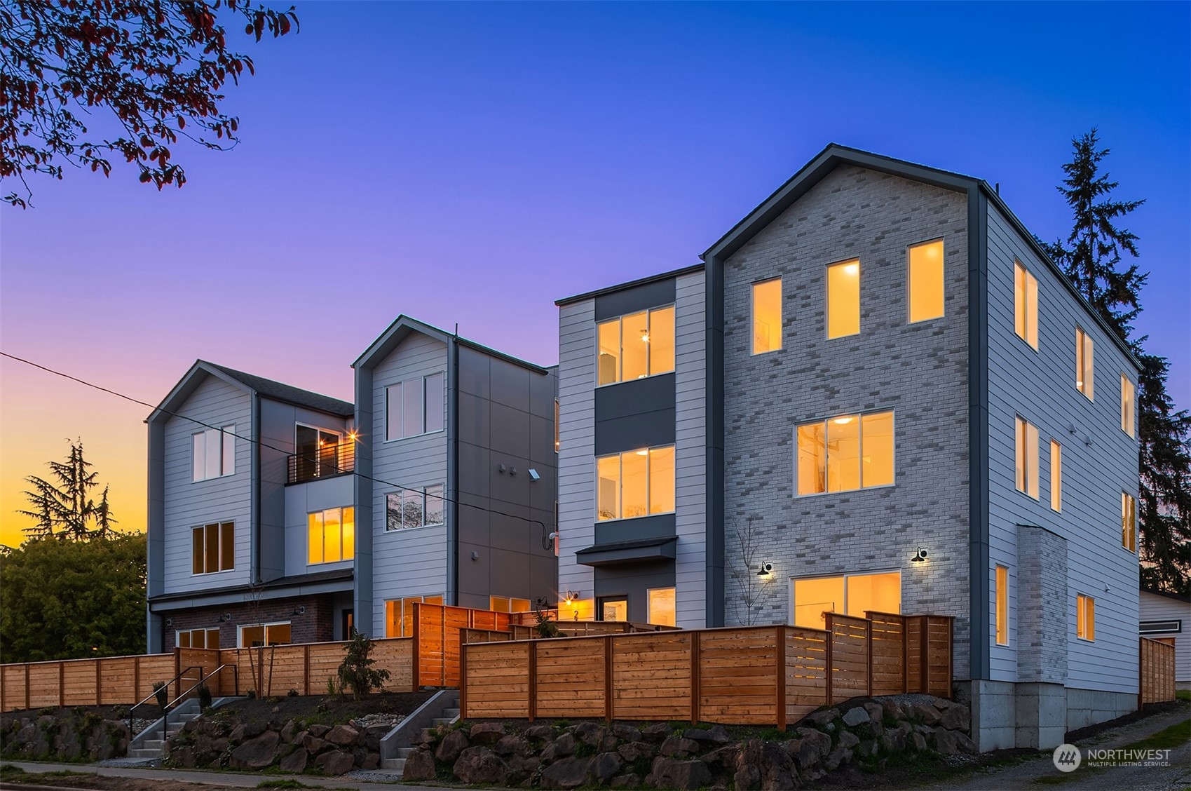 a front view of multi story residential apartment building