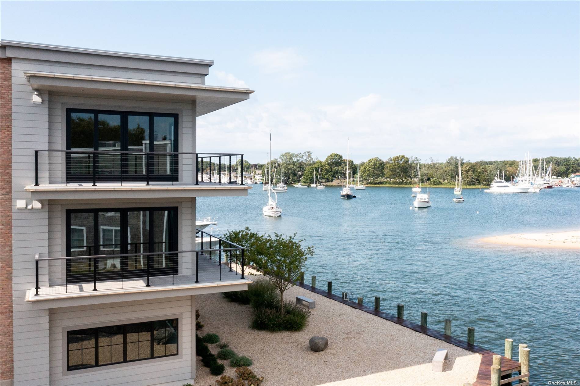 a view of a lake with a building in the background