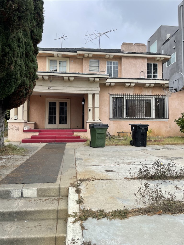 a front view of residential houses