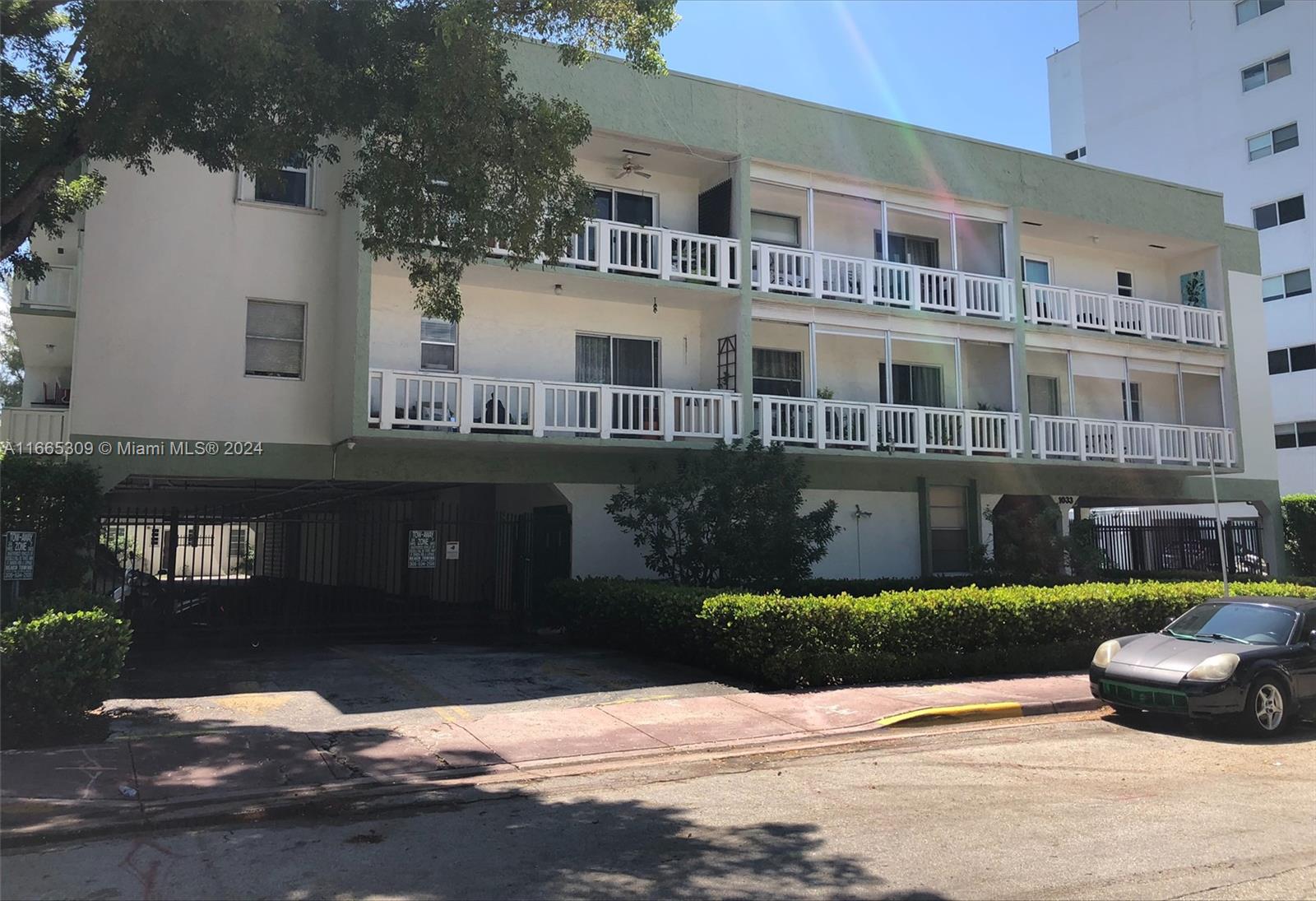 a front view of a building with porch