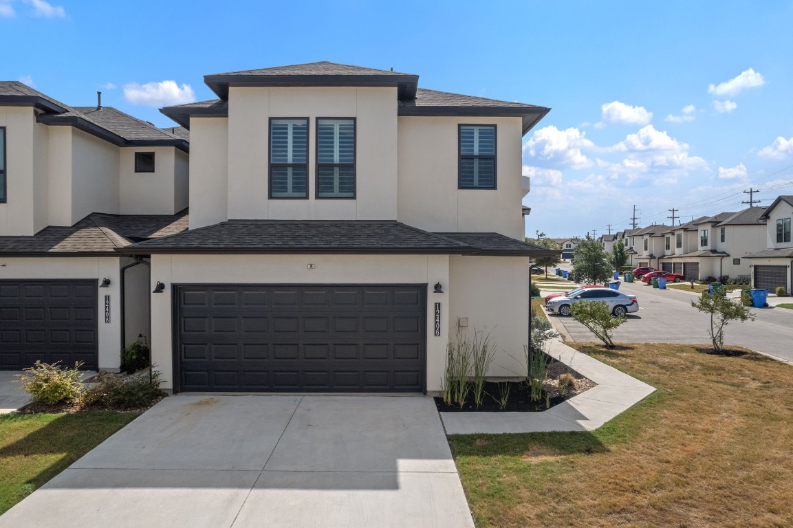 a front view of a house with entertaining space