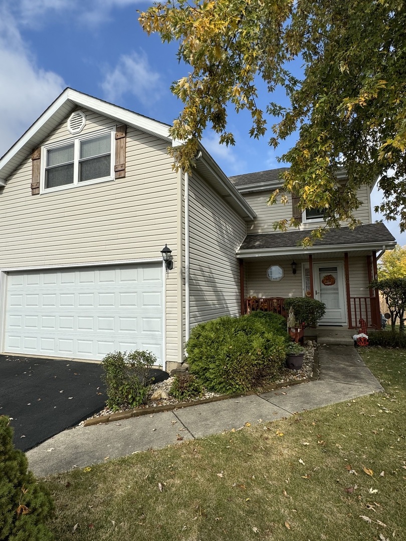 a front view of a house with patio