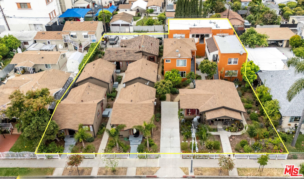 an aerial view of multiple houses