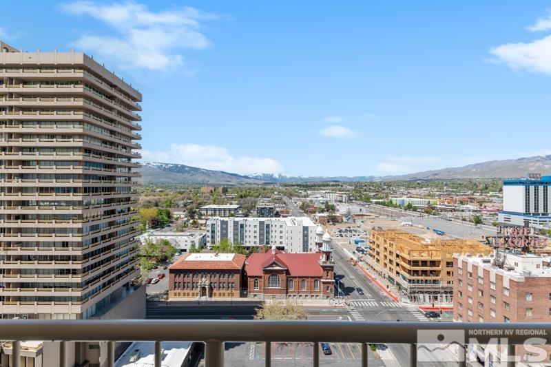 a view of a balcony with an ocean view