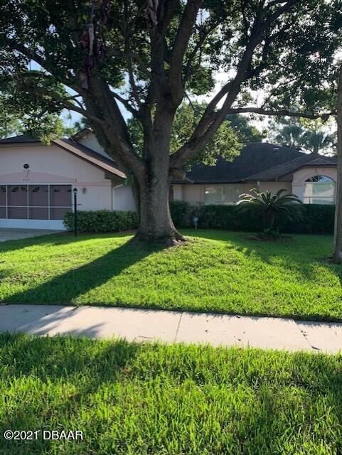 a view of a back yard of a house