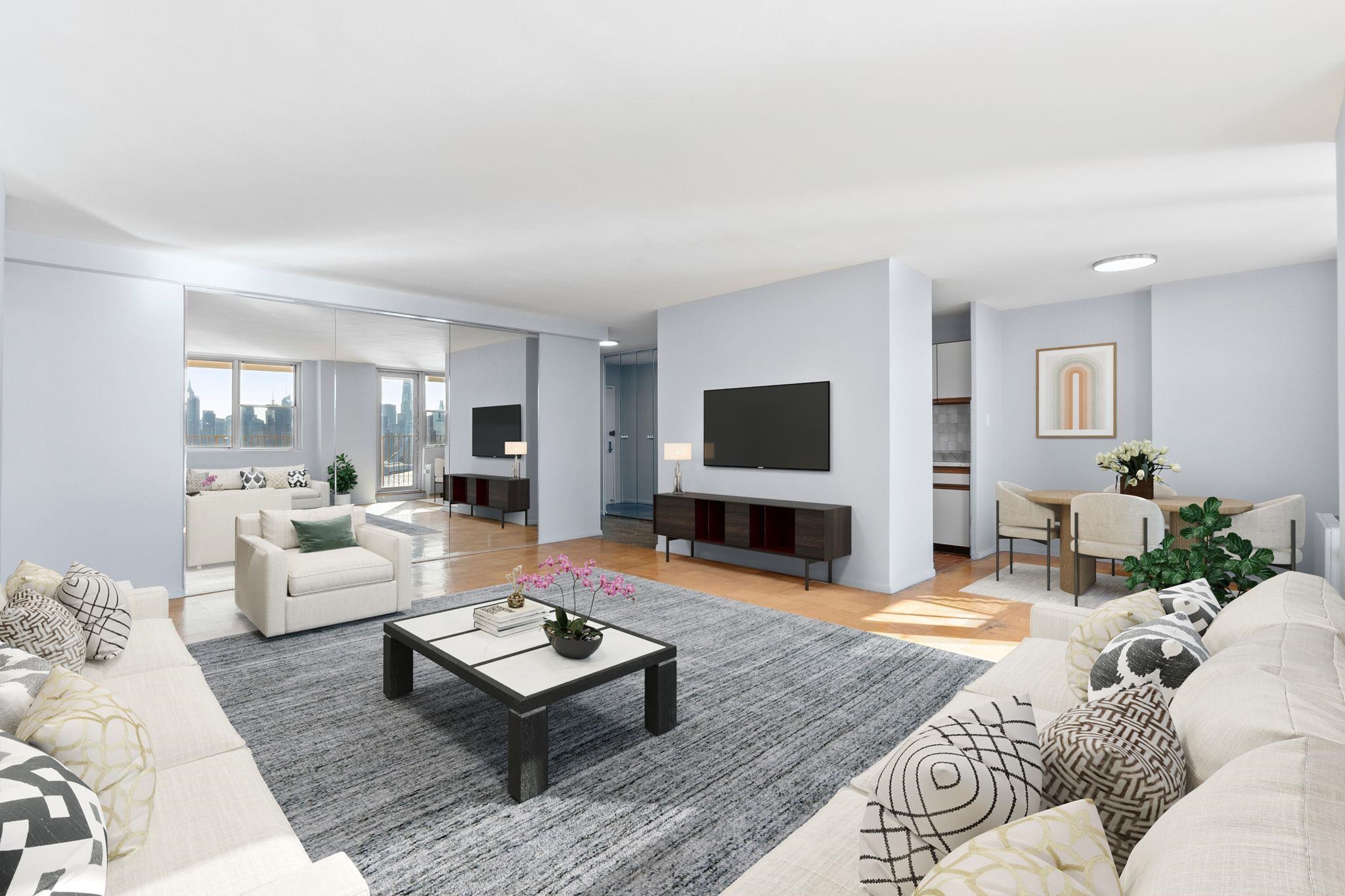 a living room with furniture and a flat screen tv