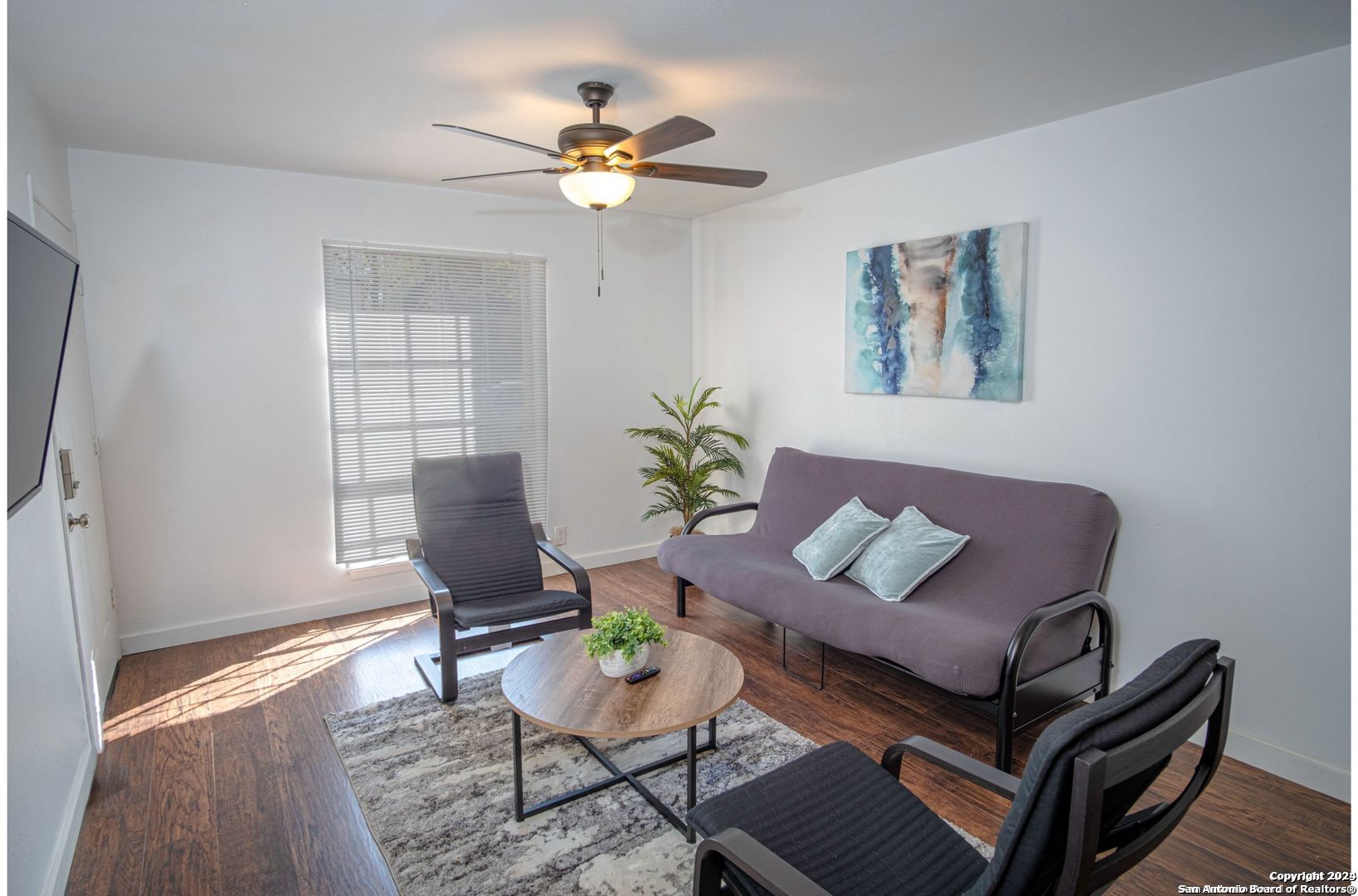 a living room with furniture