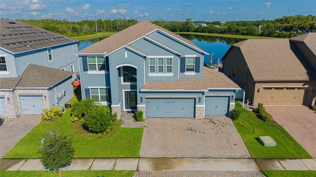 an aerial view of a house