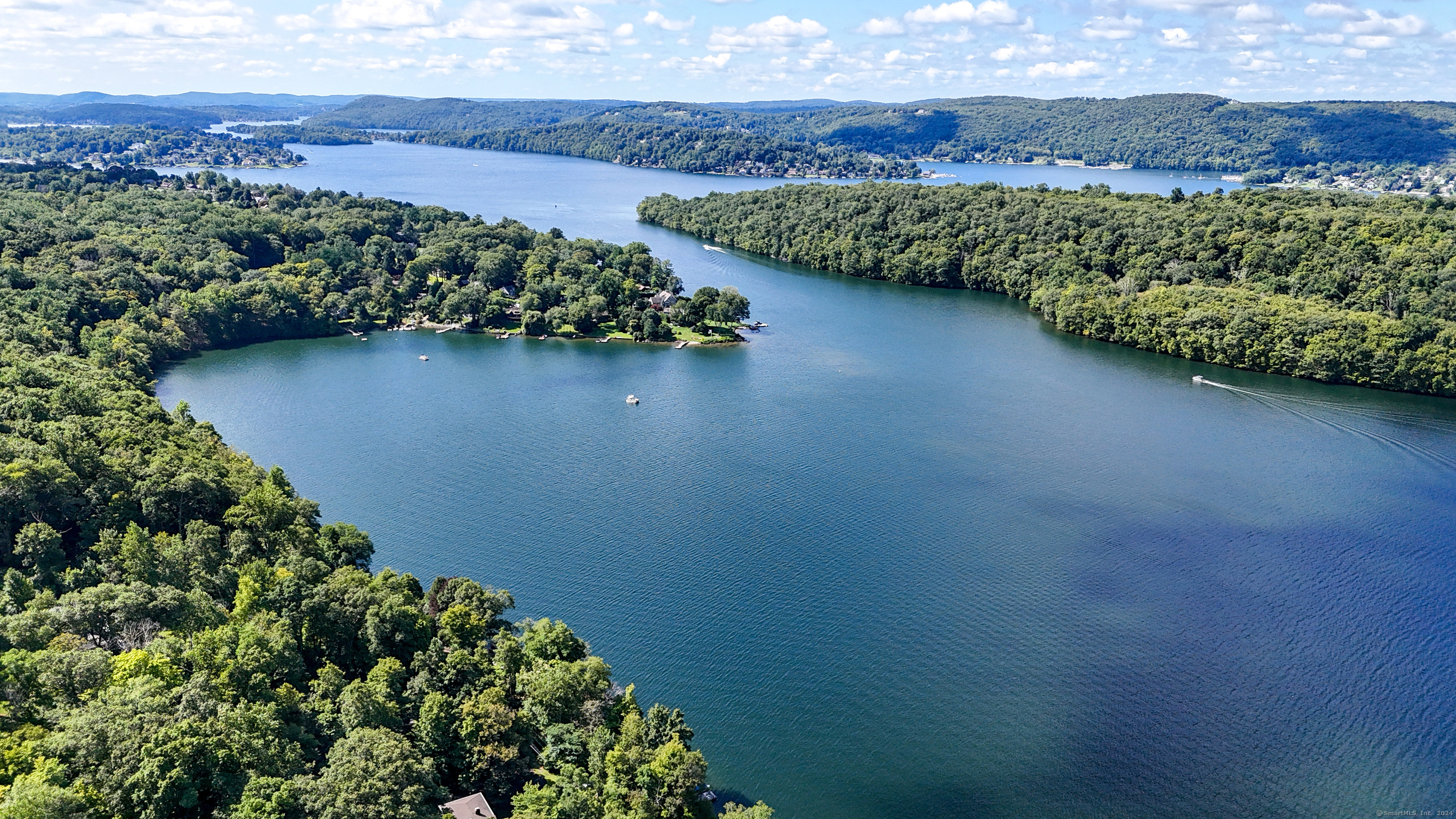 a view of a lake with a mountain in the background