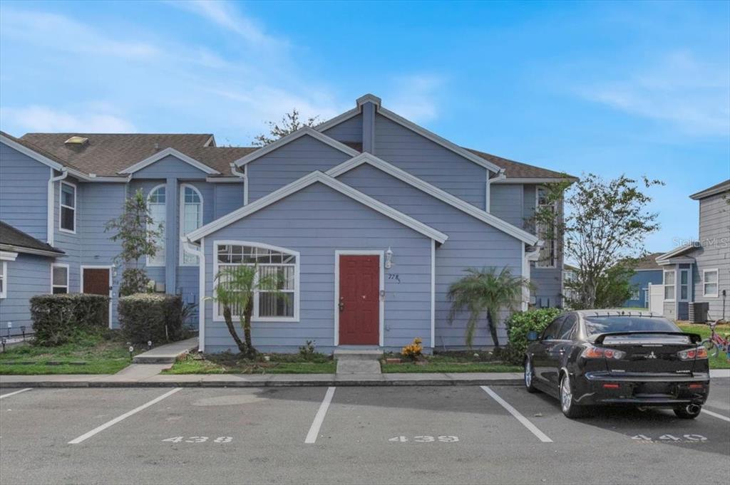 a car parked in front of a house