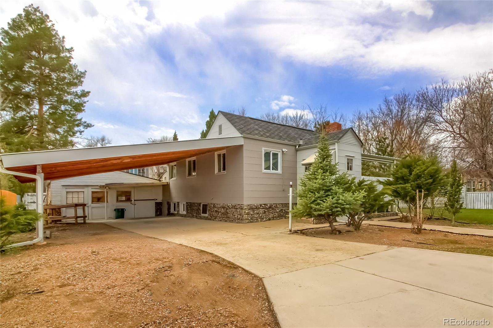 a view of a house with a patio