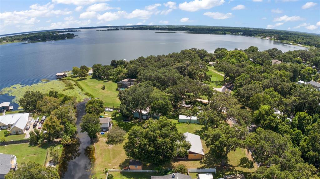 a view of a lake from a yard