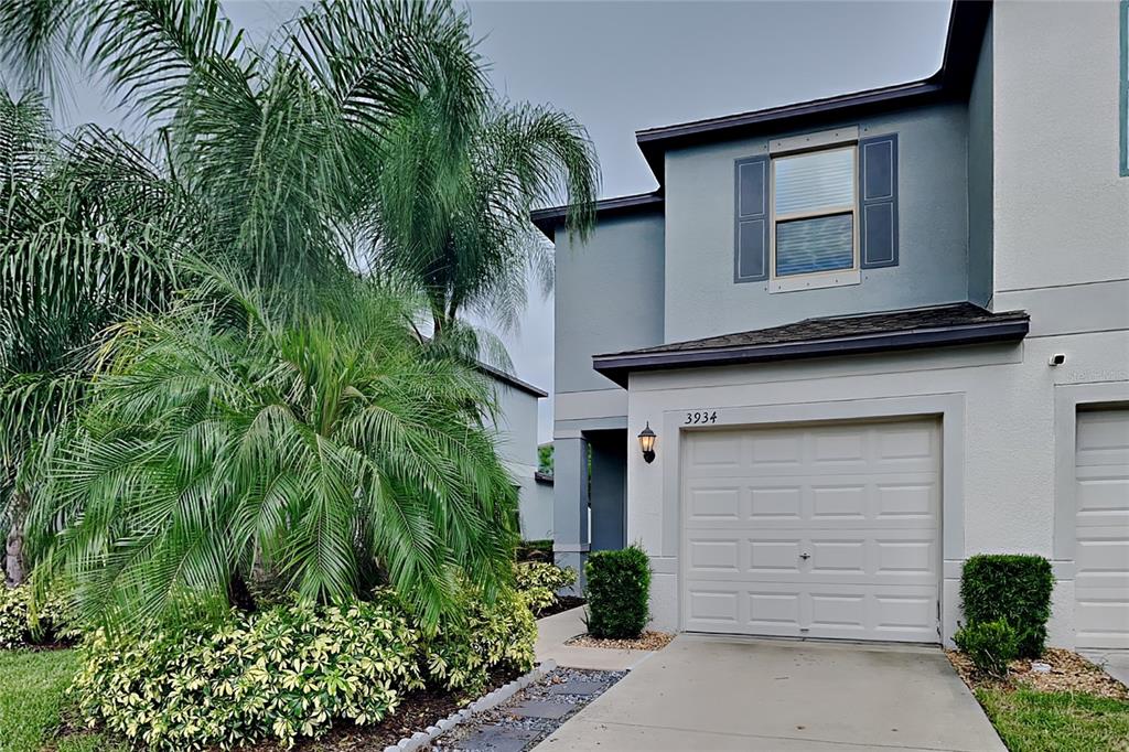 a house with a plant in front of it