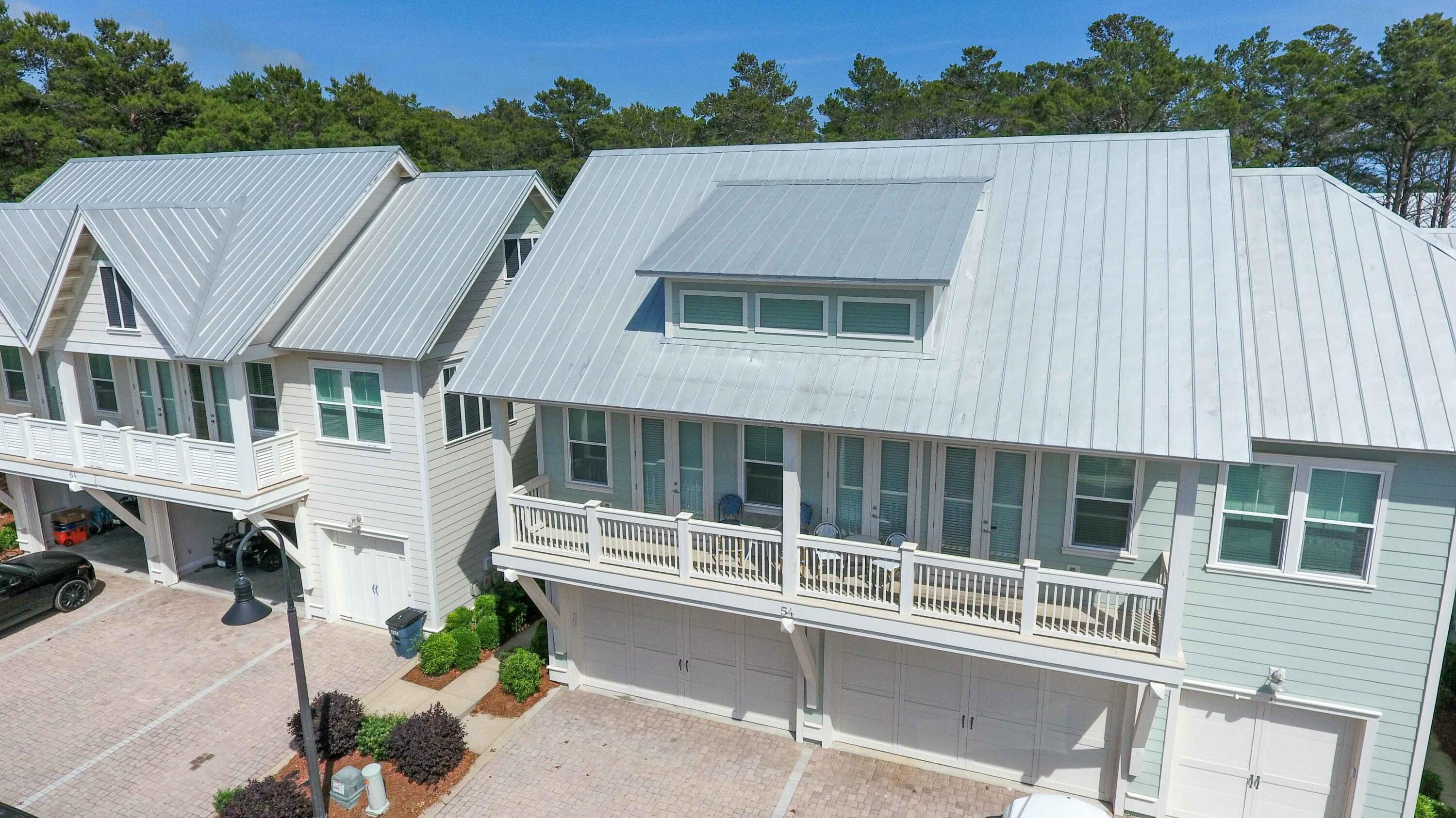 a aerial view of a house with a garden