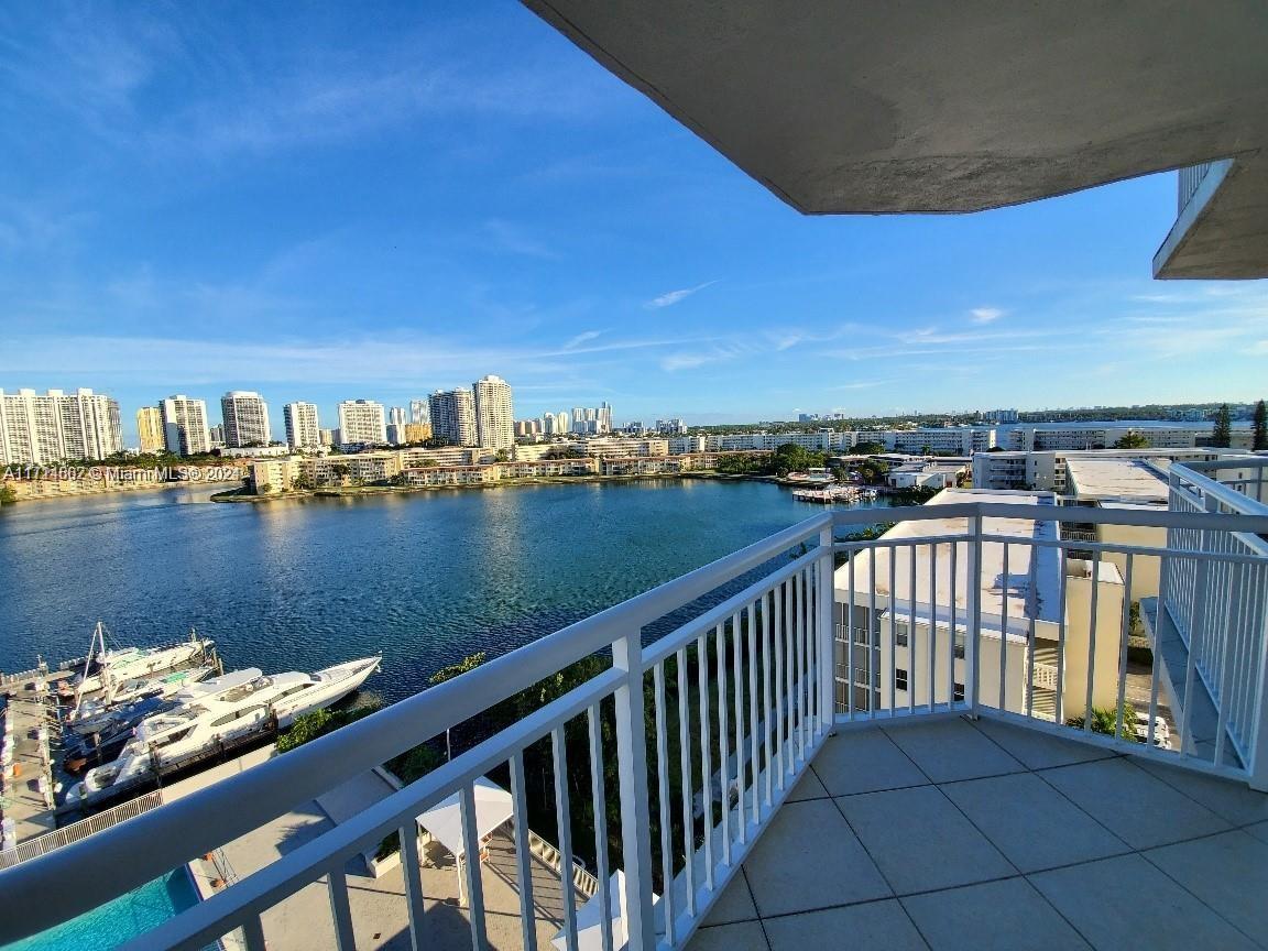 a balcony with city view