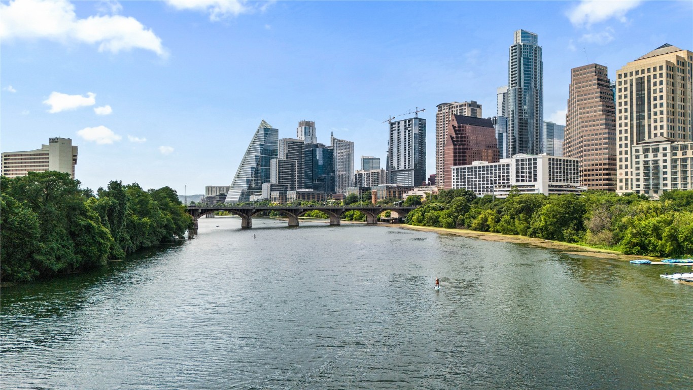 a view of a city with tall buildings