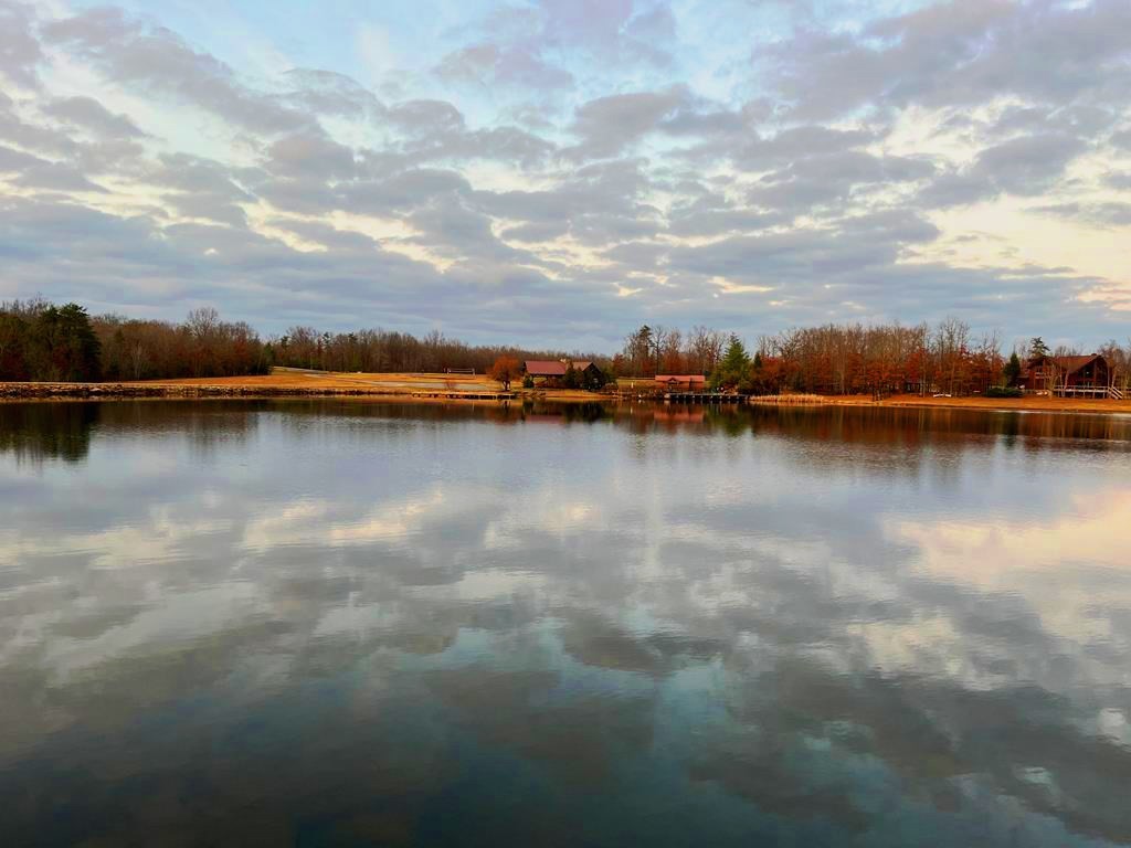 a view of a lake with houses