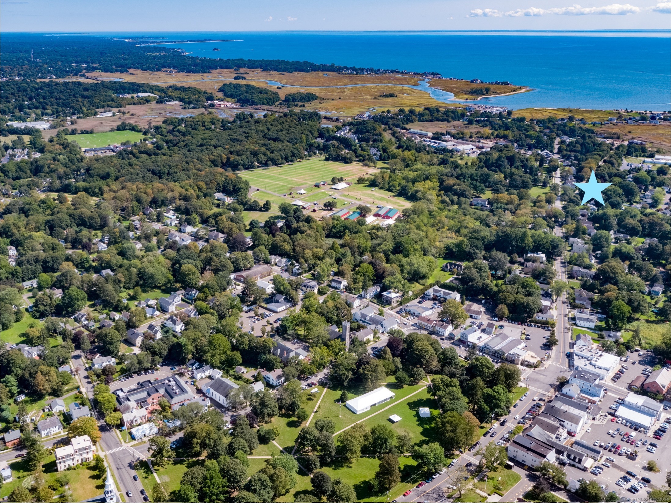 an aerial view of multiple house