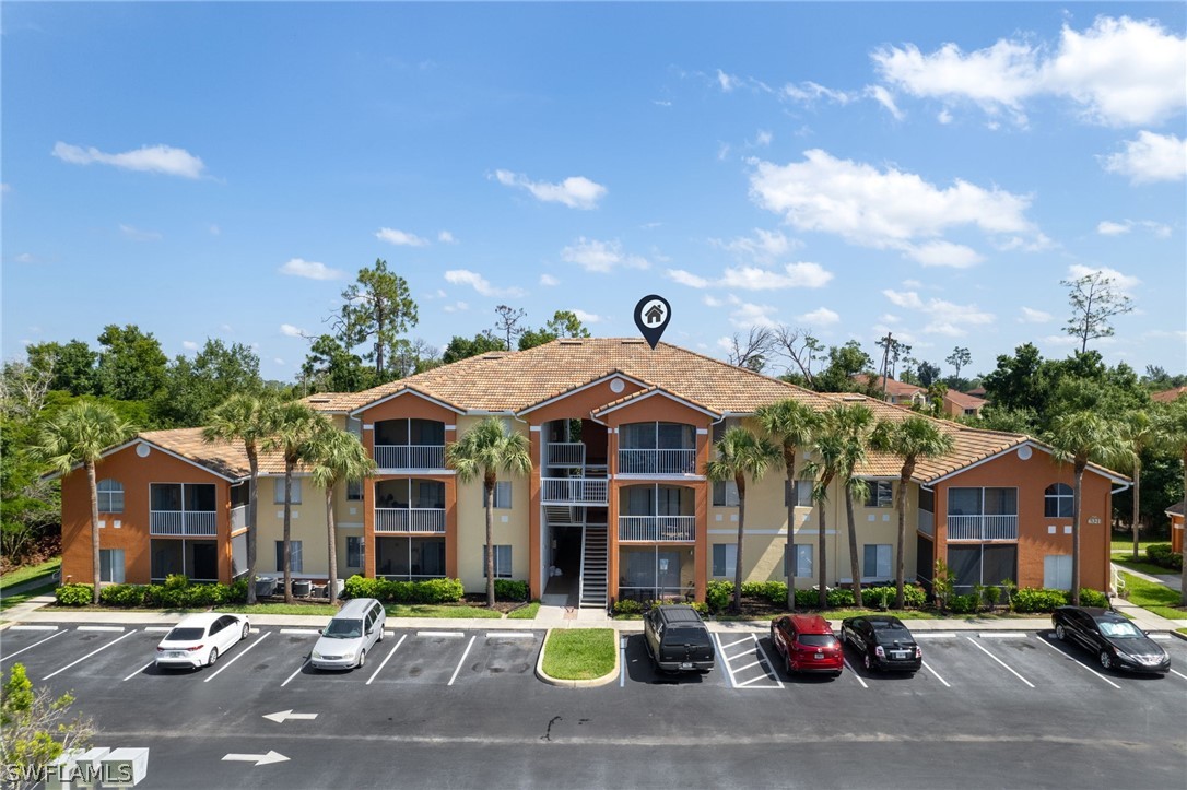 a front view of a building with street view and patio