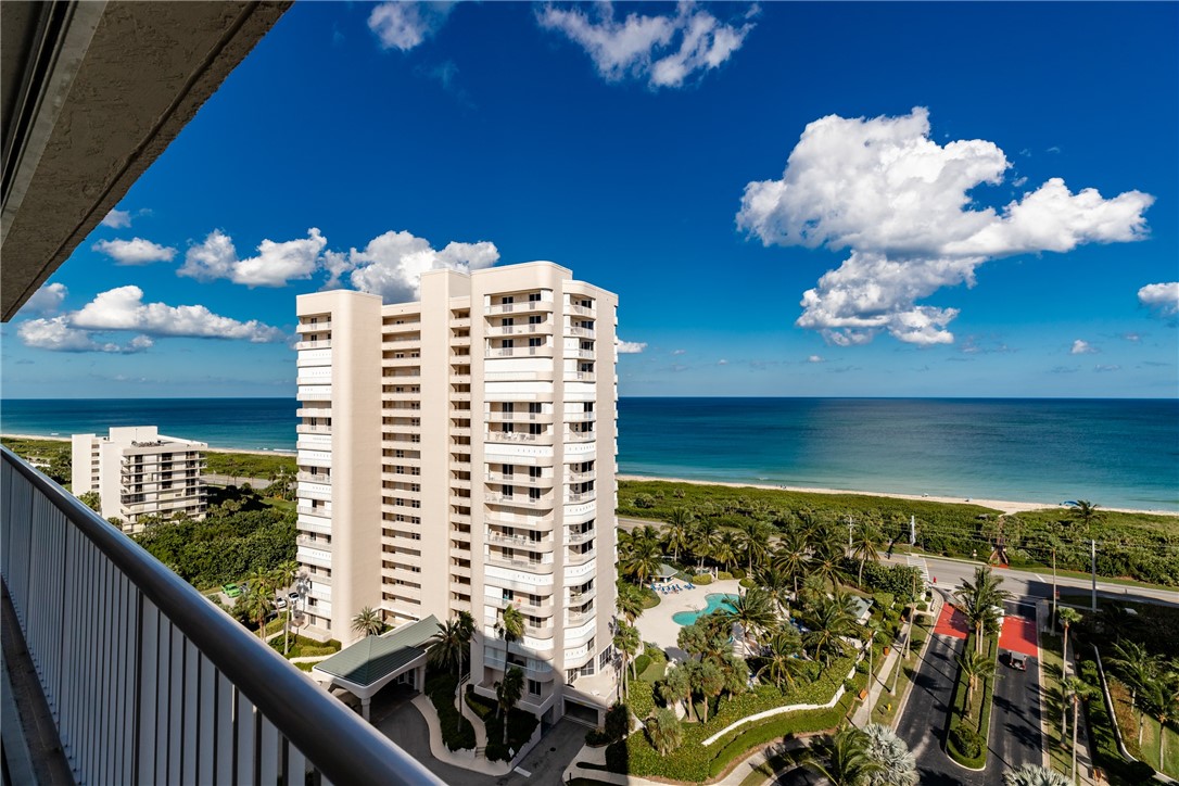 a view of a balcony with an outdoor space