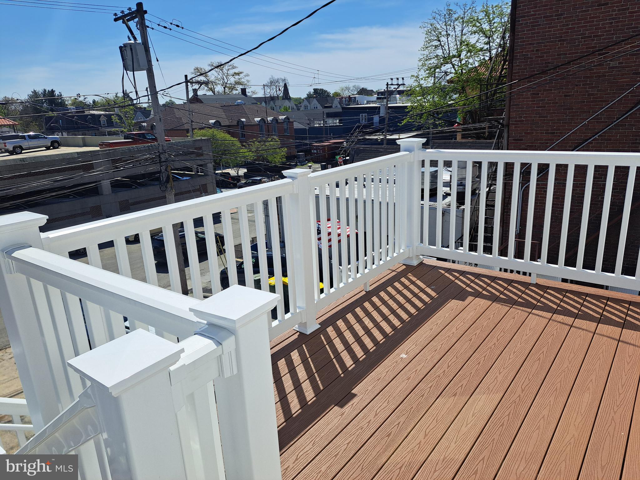 a view of a wooden deck