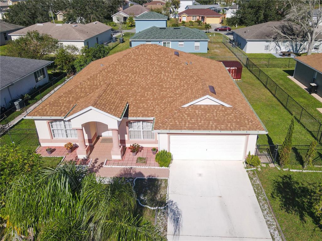 an aerial view of a house