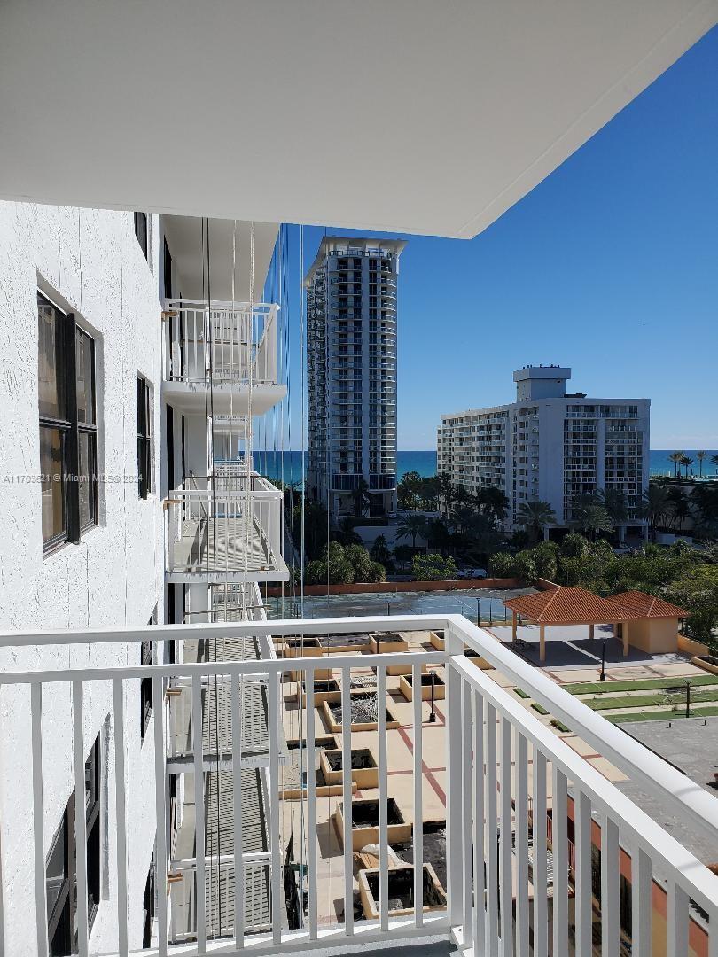 a view of balcony with city view