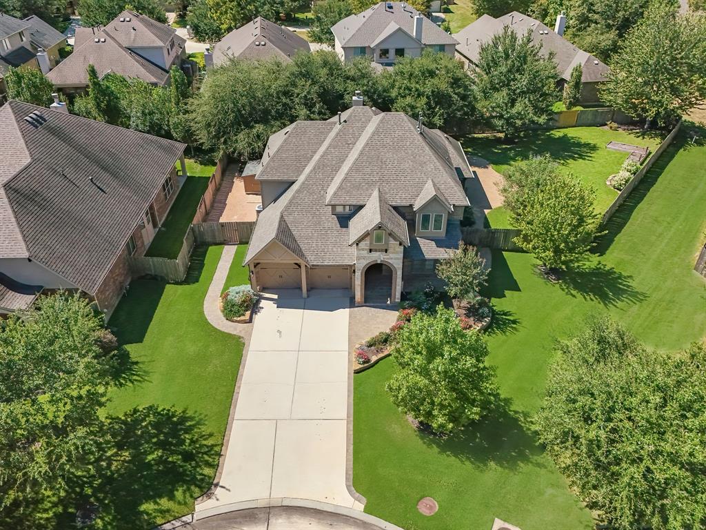 an aerial view of a house