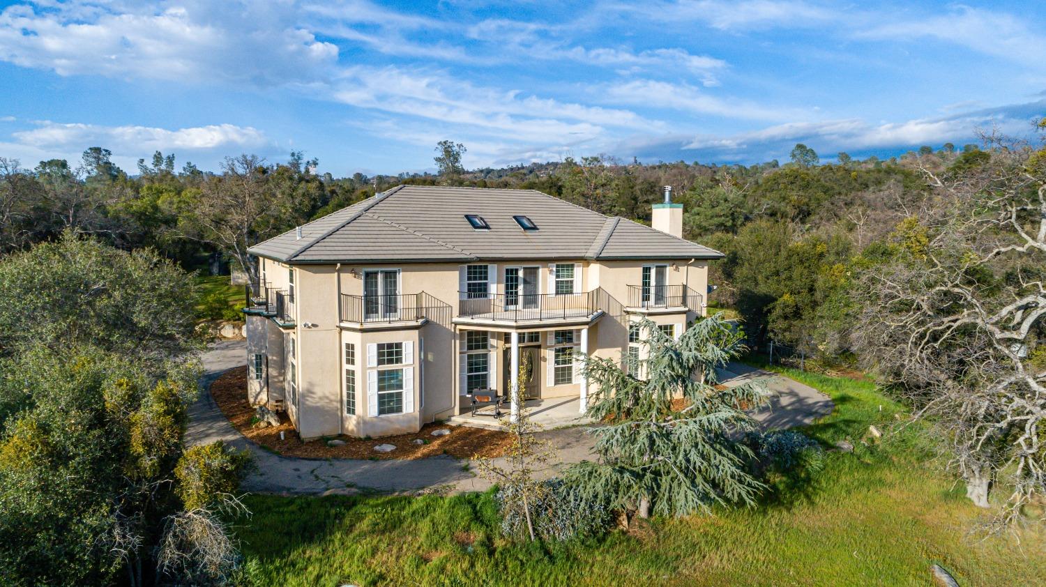 an aerial view of a house