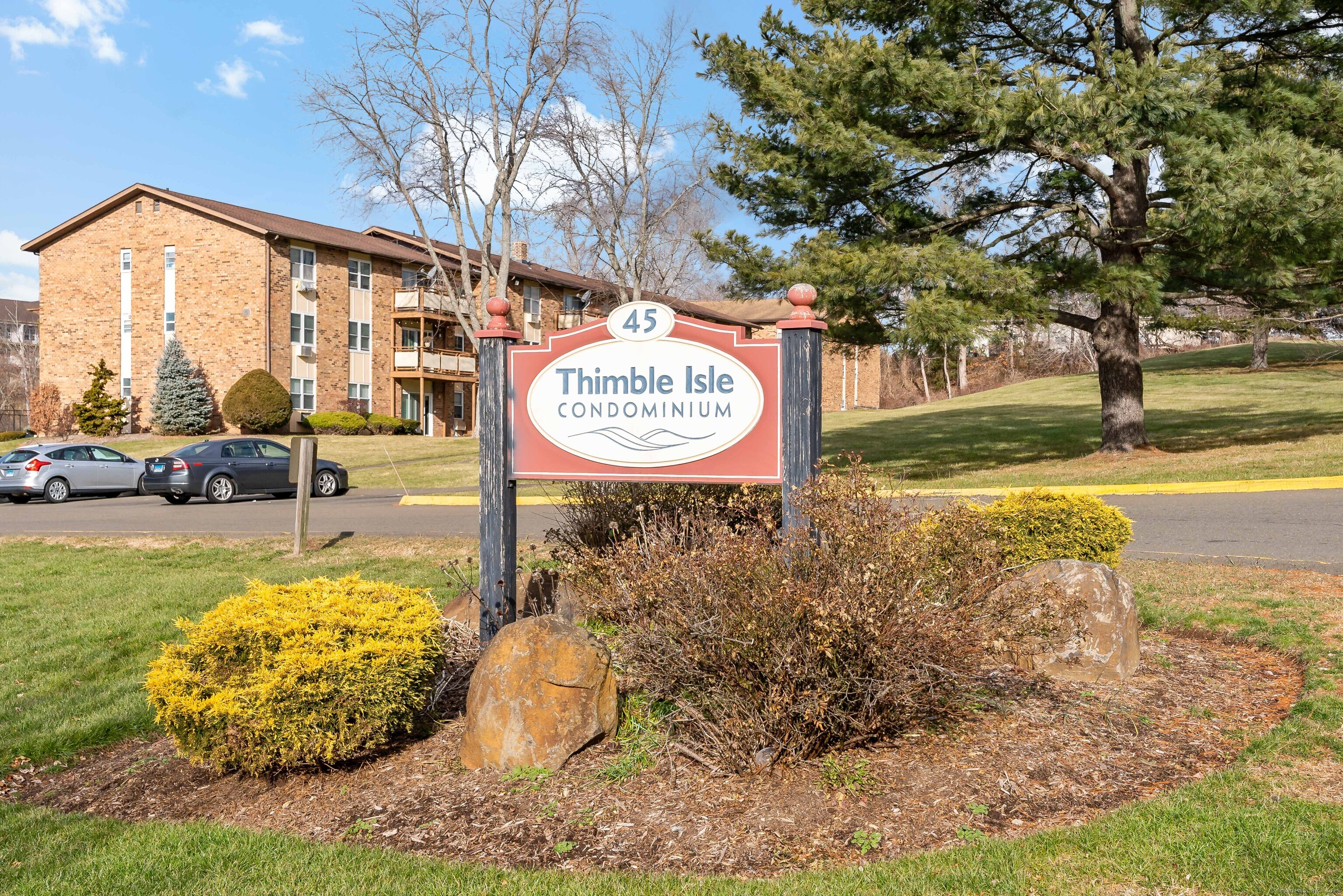 a view of outdoor space with sign board