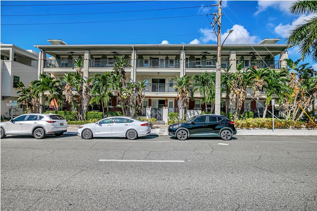 a car parked in front of a building