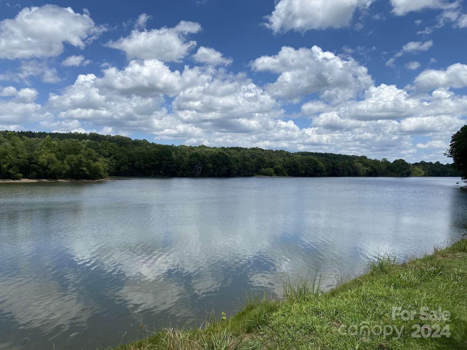 a view of a lake from a yard