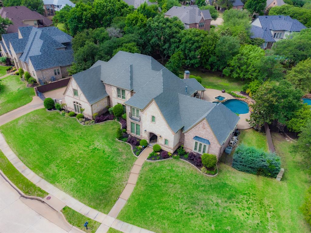 an aerial view of a house