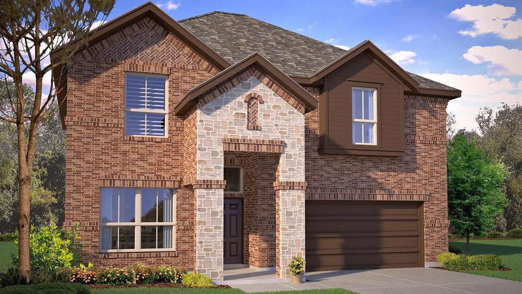 a front view of a house with garage