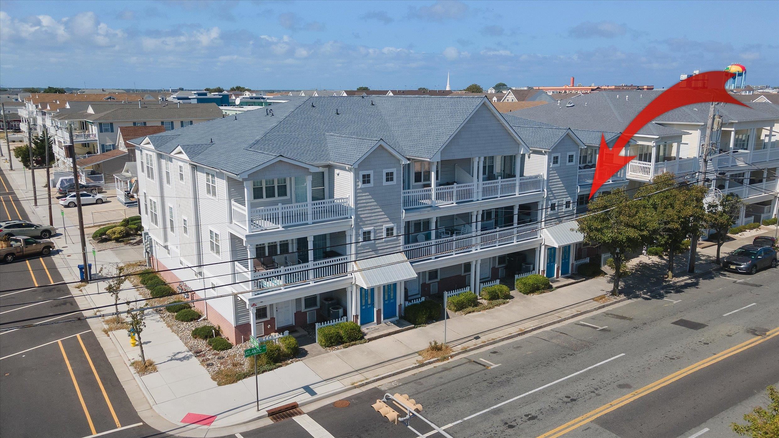 an aerial view of multiple houses