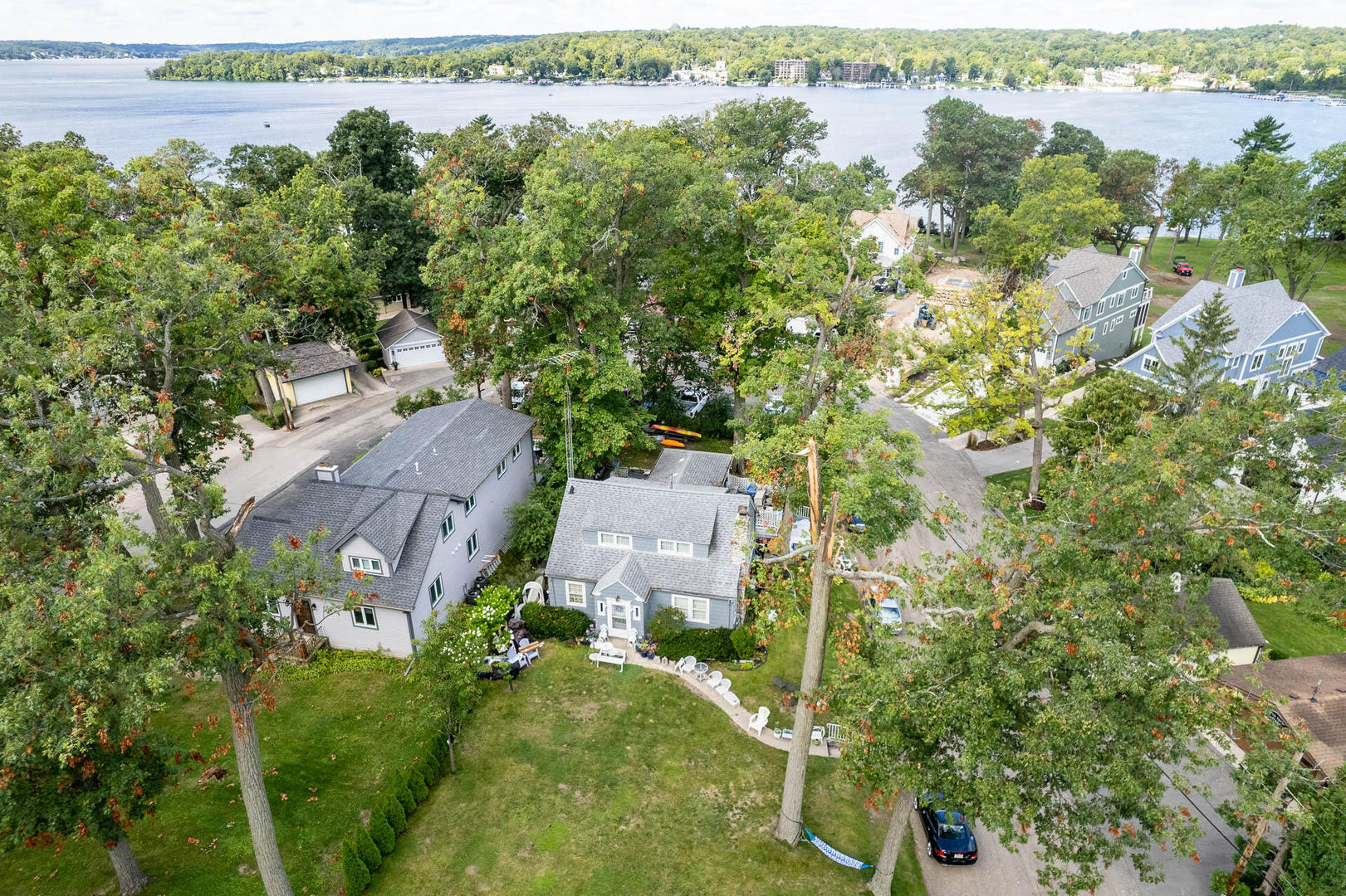 an aerial view of multiple house