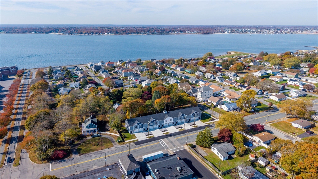 a view of a city and ocean view