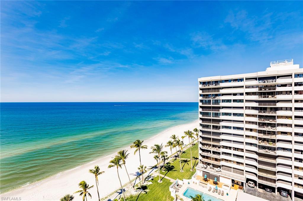 a view of building with ocean view