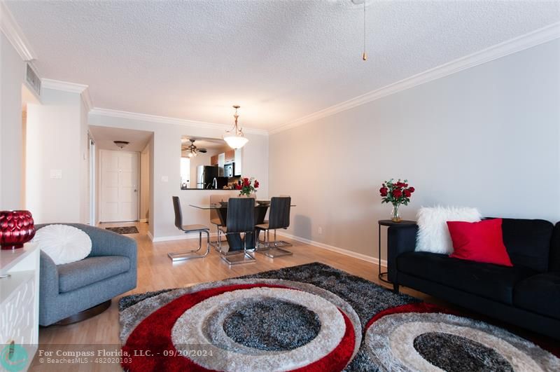 a living room with furniture and rug