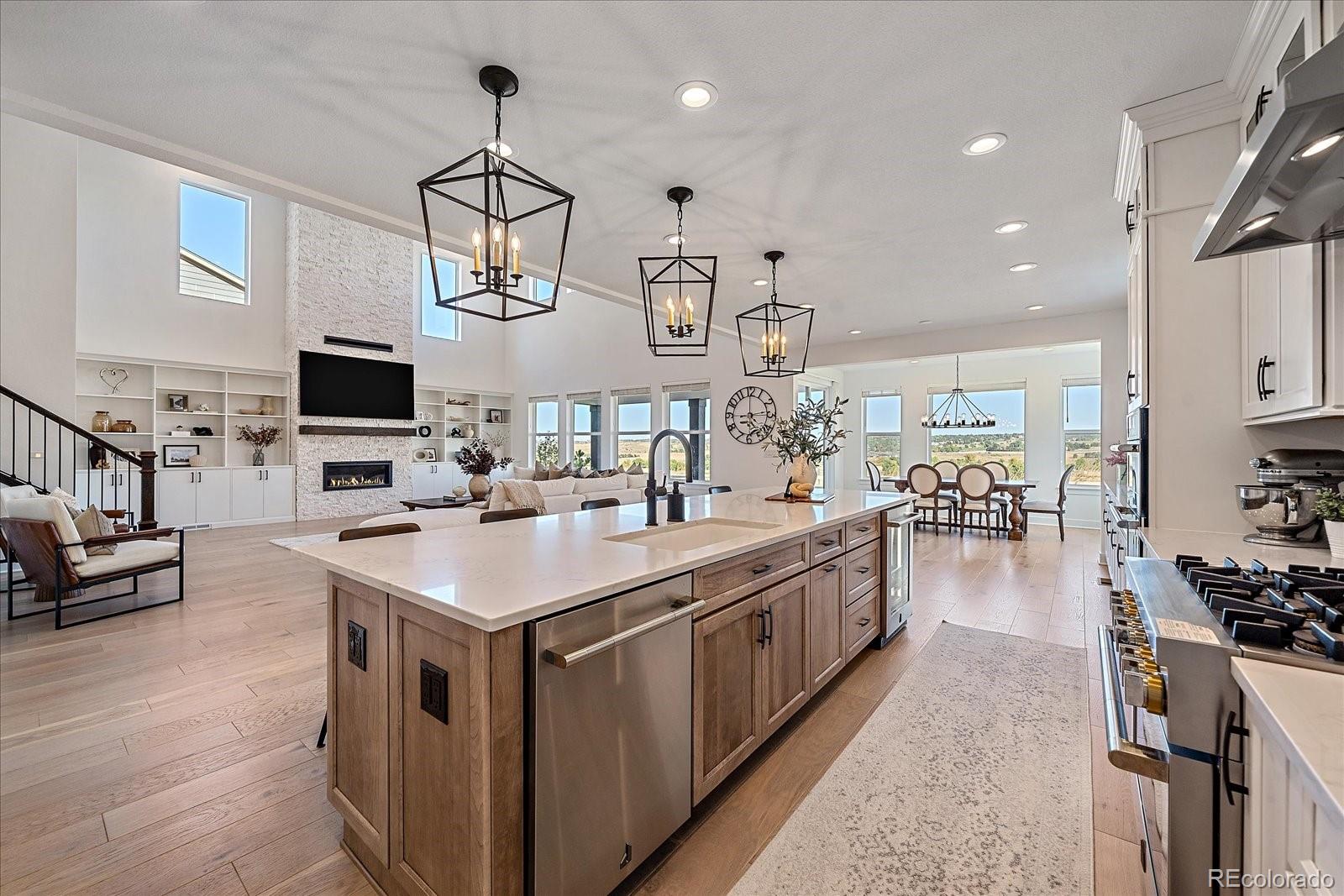 a kitchen with lots of counter top space