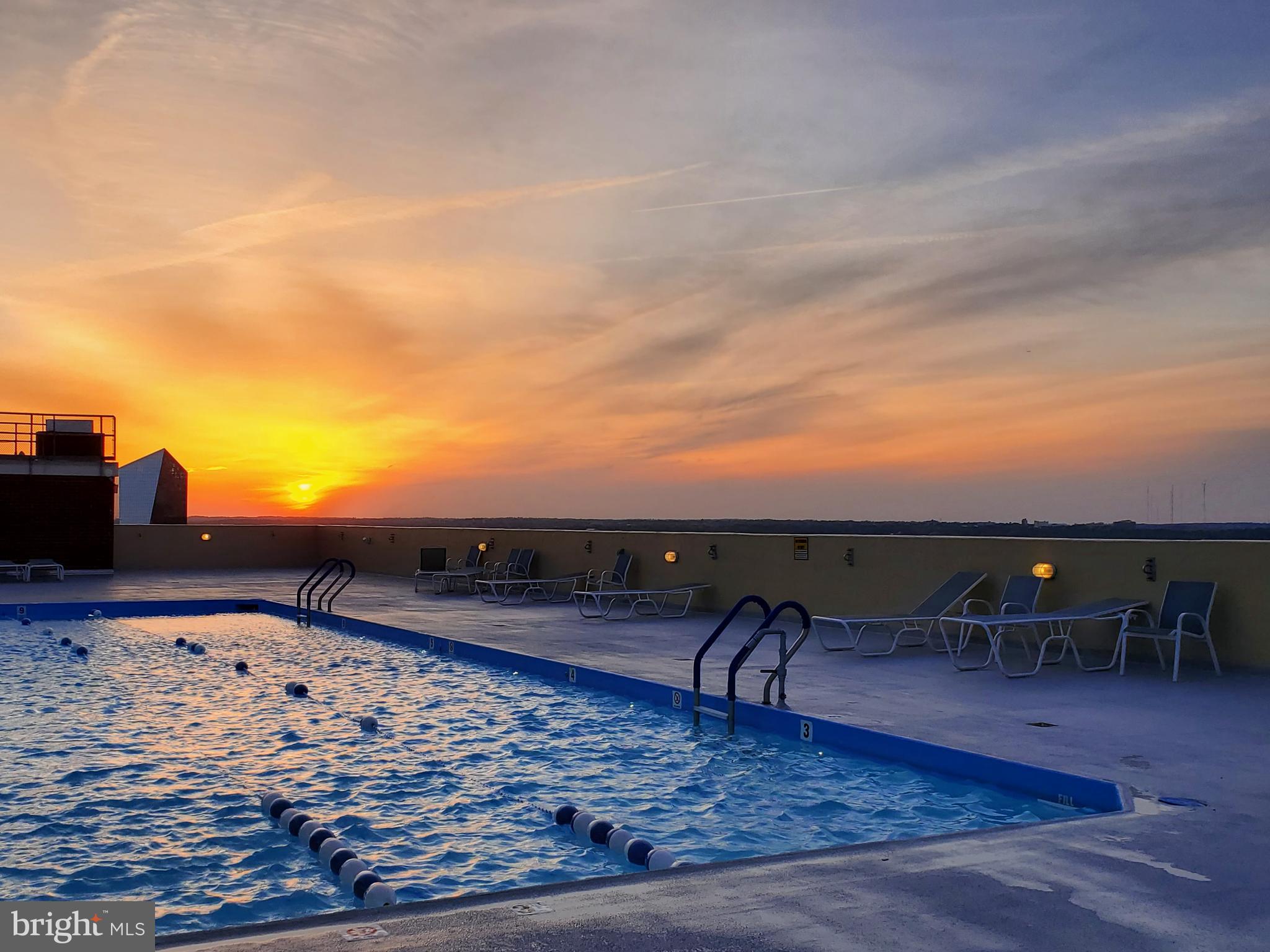 spectacular sunset from roof. Pool open until 10pm