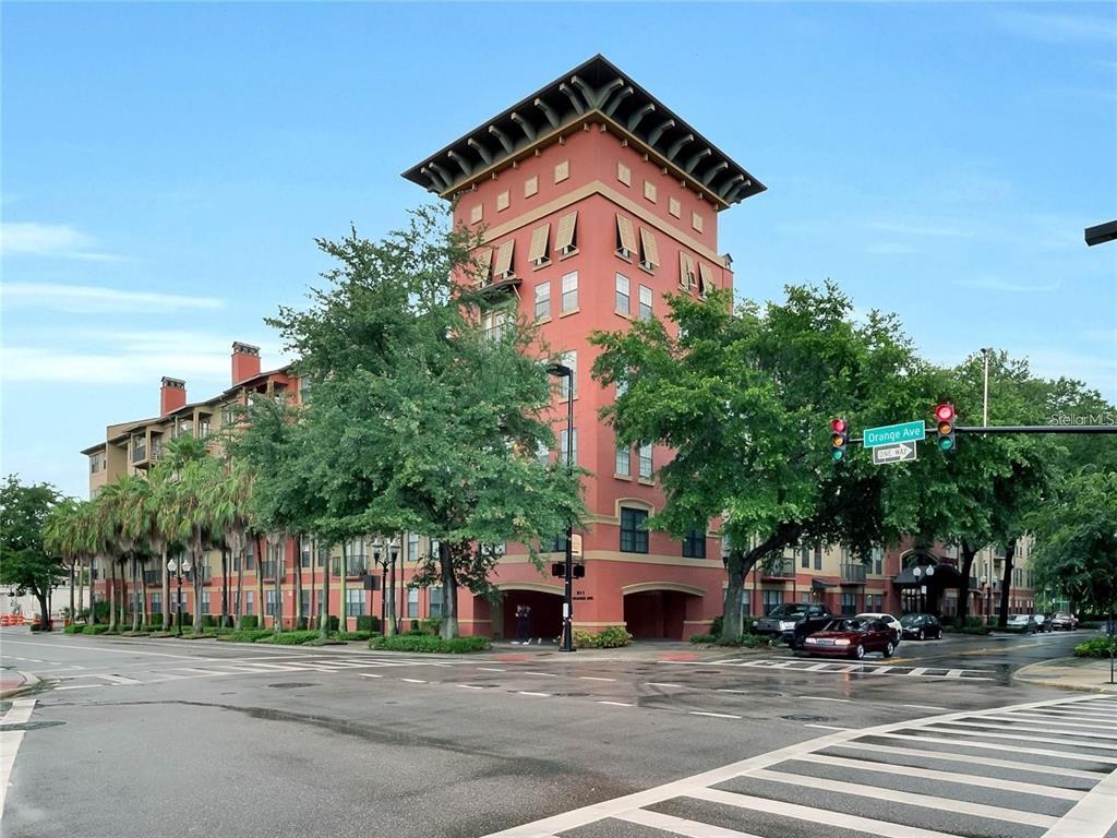 a building with trees in front of it