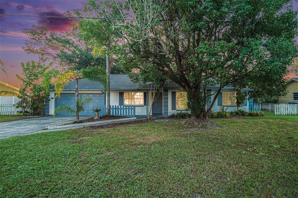 a house that has a tree in front of it