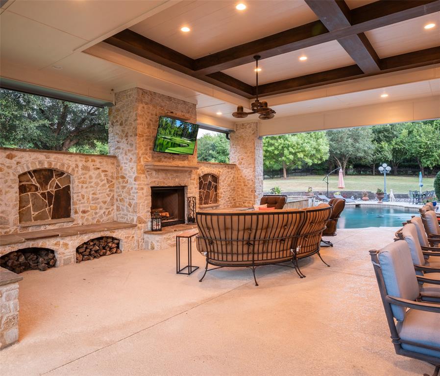 a outdoor space with patio lots of furniture and garden view