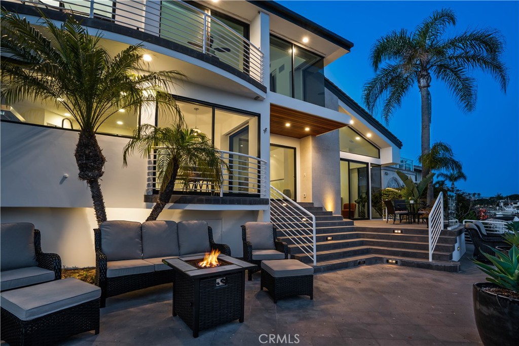 a backyard of a house with seating space