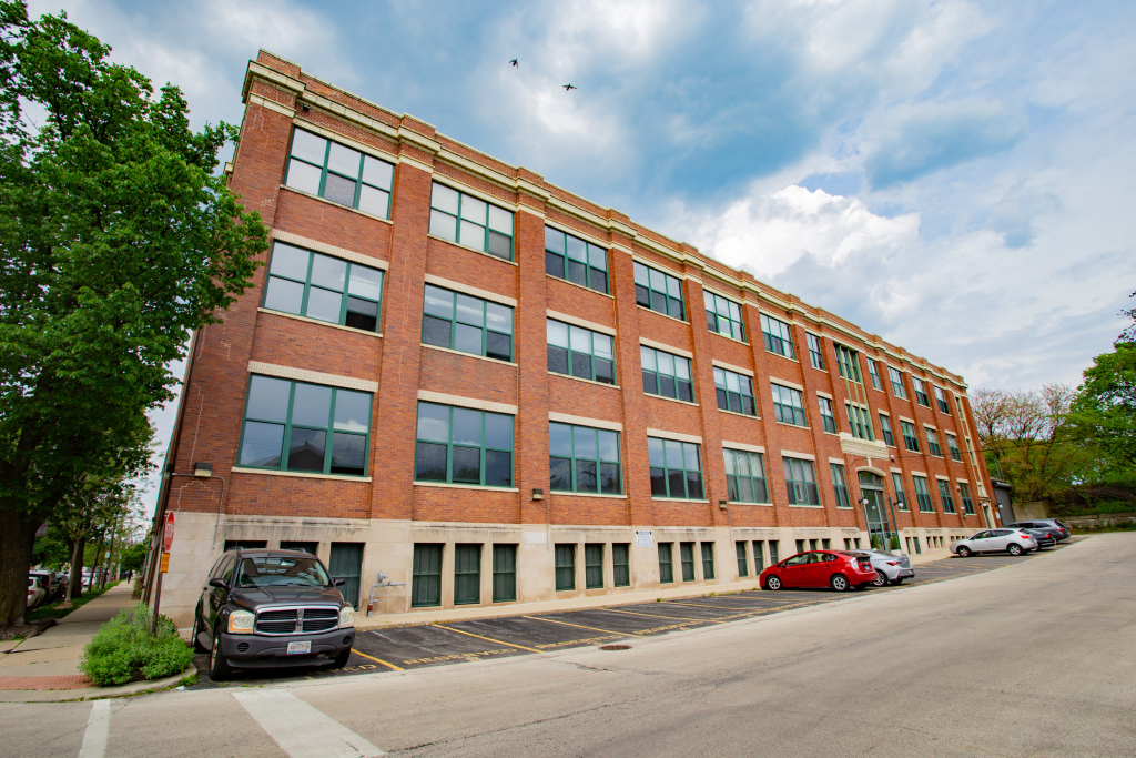 a front view of a building