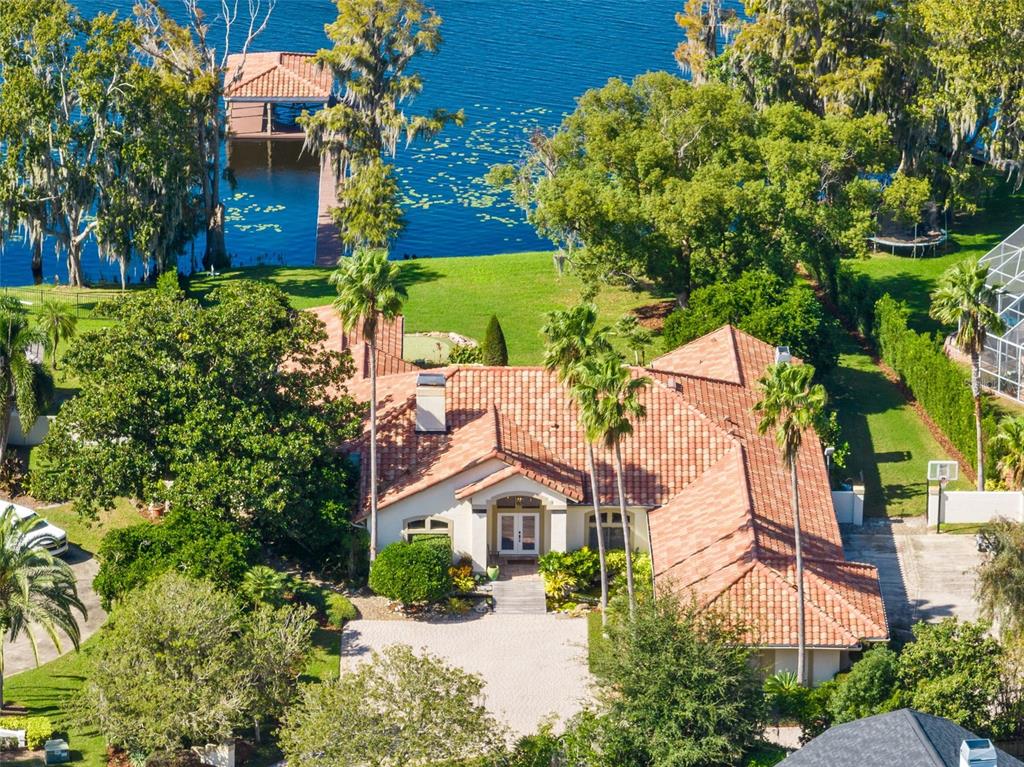 an aerial view of a house