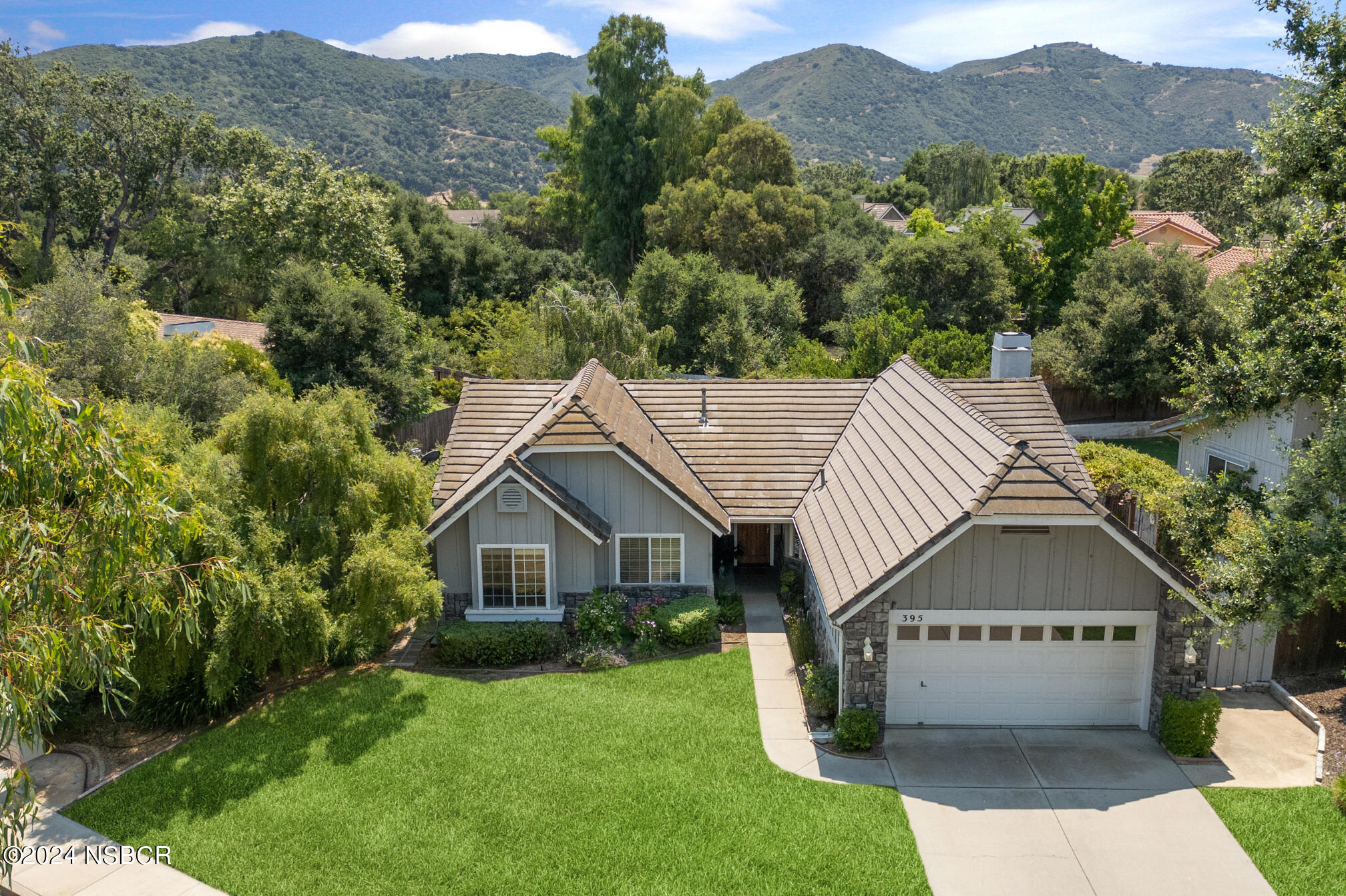 an aerial view of a house