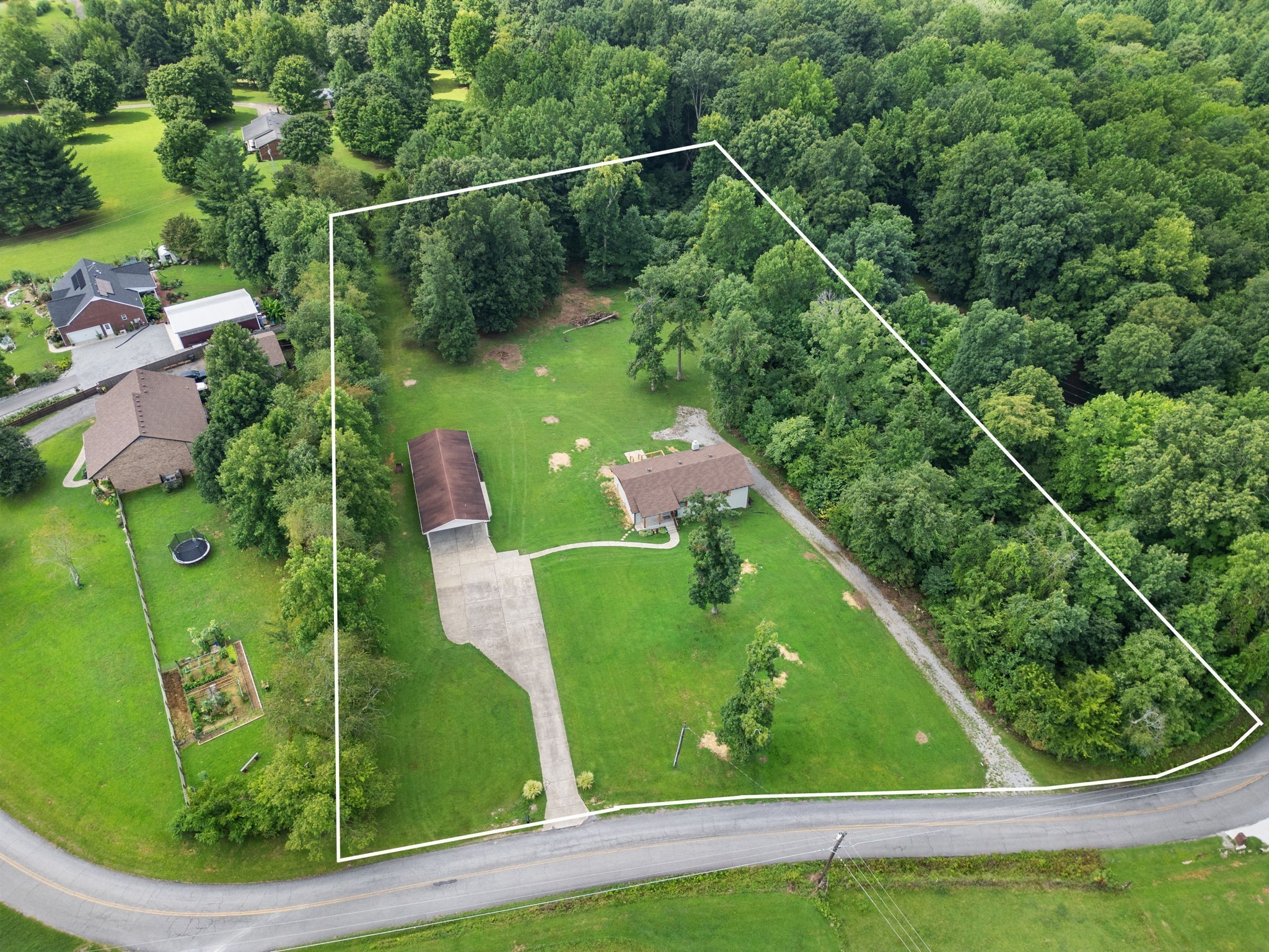 an aerial view of a house