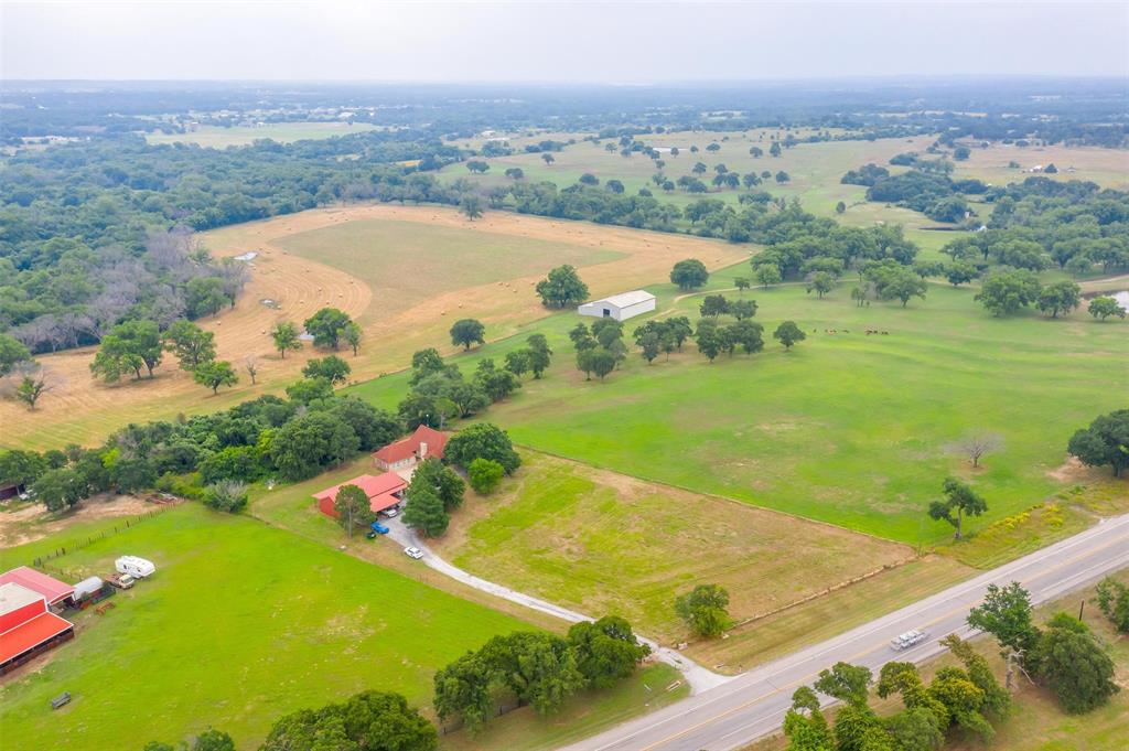 an aerial view of a house